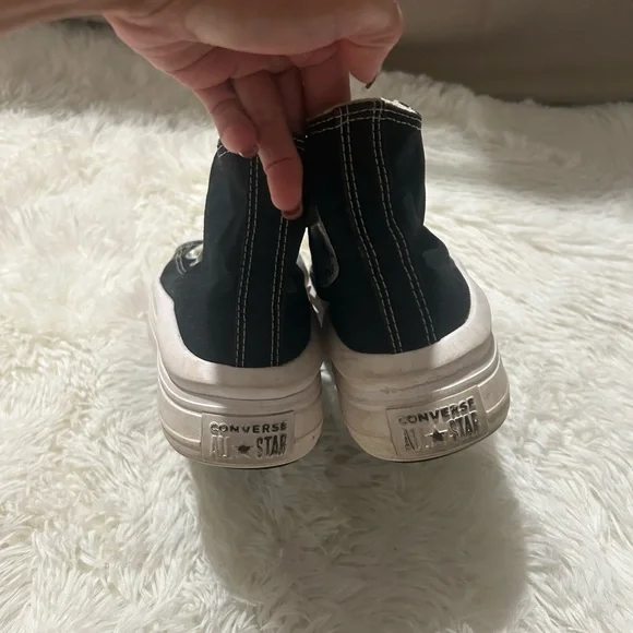 Converse platform Black High-Top Sneakers with White Accents size 7 - Picture 8 of 10